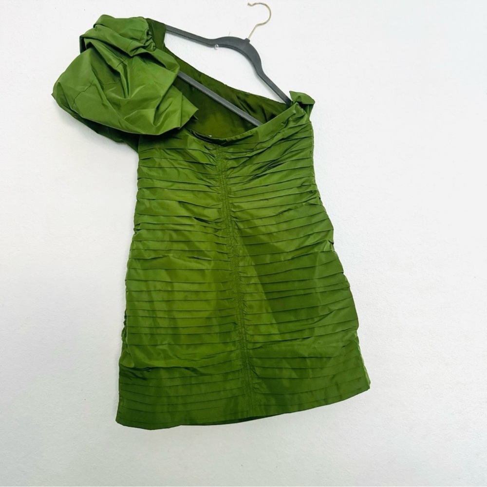 H&M Conscious Green Draped One Shoulder Ruched Mini Dress Size 8 - Picture 9 of 11